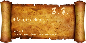 Bögre Henrik névjegykártya